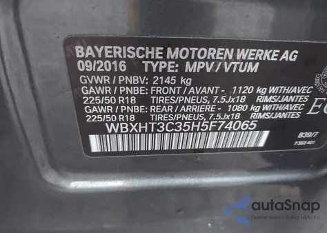 2017 BMW X1 xDrive28I из США, поврежденный, VIN WBXHT3C35H5F74065